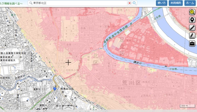 東京都北区、ハザードマップ